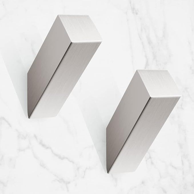 NINETREX Towel Hooks Brushed Nickel Stainless Steel 2 Pack Heavy Duty Modern Wall Hooks Silver Robe Hook for Bathroom Livingroom Hotel Style Wall Mounted