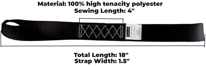 Soft Loop Tie Down Straps (4PK) Black Breaking Strength 10,000 LBS Heavy Duty 1.5 inch x 18 inch Motorcycle Soft tie Downs for UTV, ATV, Bicycle and Railer