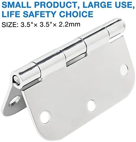 18 Pack Interior Door Hinges Polished Chrome 3.5 inch X 3-1/2" 5/8 Radius,3 ½"Bright Sliver Round Standard Hinge for Doors DIY Assembly Bifold Table Hardware Kit Home Accessories House Eseentials