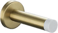 JQK Door Stopper Gold, 304 Stainless Steel Thicken 1mm Sound Dampening Door Stop Bumper Wall Protetor 1 Pack, Brushed Gold Black Tip, DSB5-WG