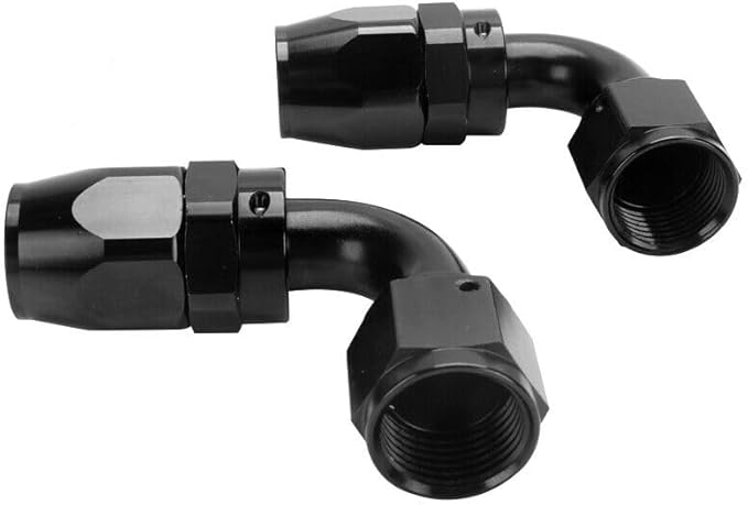 LokoCar 6AN Hose End Fitting 90 Degree Swivel For CPE Braided Hose Black 2Pcs