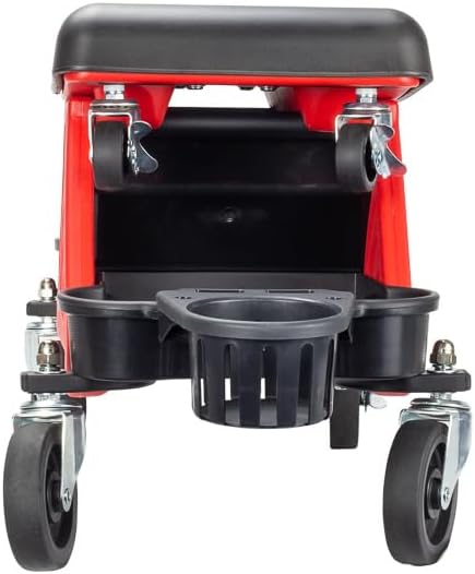 Maxshine Creeper II Detailing Creeper Seat | Complete Set, Black, Polyethylene, Steel Frame | Modular Design, Removable Cushion, 4" Wheels | Rolling Creeper for Car Detailing