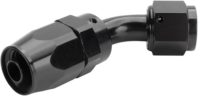 LokoCar 6AN Hose End Fitting 45 Degree Swivel For CPE Braided Hose Black 2Pcs