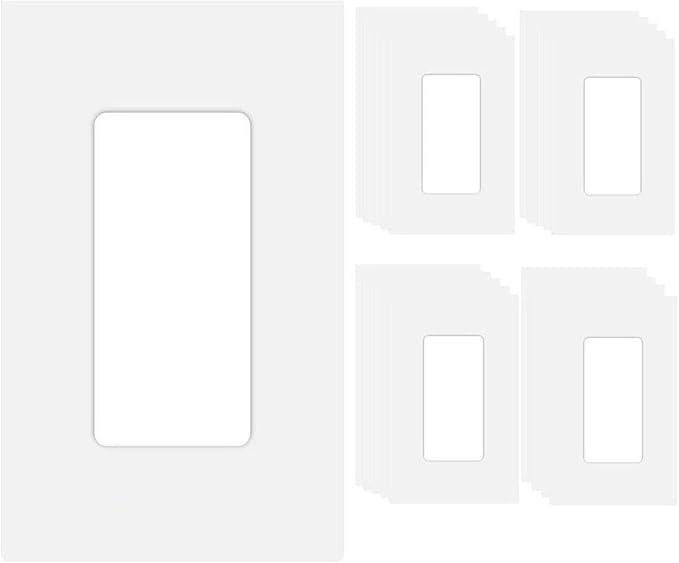 20 Pack 1-Gang Screwless Decorator Wall Plate Cover Switch Outlet Electrical Faceplate for Light Switche, Smart Switch, Receptacle, Dimmers, USB Outlet, GFCI, Child Safe Cover Plate, White