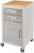 Heavy Duty Rolling Storage Cabinet with Wheels and Drawers, Workstation for Garage, Office, Workshop, 1 Door, 2 Drawer (20" W x 18" D x 34.7" H), Granite