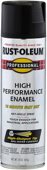 Rust-Oleum 7578838-6PK Professional High Performance Enamel Spray Paint, 15 Oz, Flat Black, 6 Pack