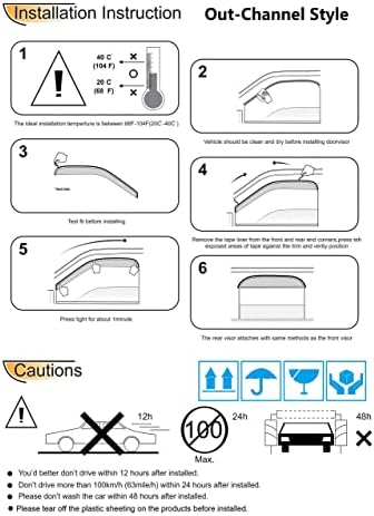92359 Side Window Visor Wind Vent Deflector fit for 2015-2024 Ford Mustang,2pcs Outside Mount Style Tape-On Nice Sun Rain Guards Set