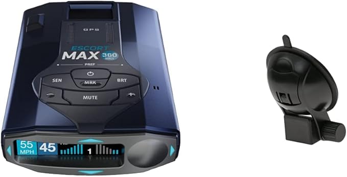 Escort MAX 360 MKII Radar Detector with EZ Mag Mount - Exceptional Range, True 360° Awareness, AutoLearn Intelligence Rejects False Alerts, Sleek Magnetic Mount for Escort Models