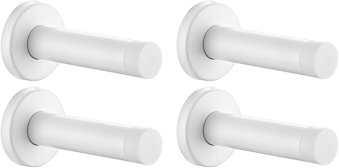 JQK Door Stopper White, 304 Stainless Steel Thicken 1mm Sound Dampening Door Stop Bumper Wall Protetor 4 Pack, DSB5-WH-P4