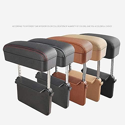 JEYODA Car Armrest Box Adjustable Pad Refit Car Central Lift Armres Storage Organizer Box Arm Rest (Black red line)