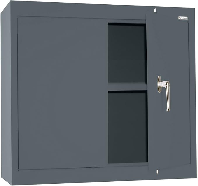 Sandusky Lee WA11301226-02 Wall-Mount Metal Storage Cabinet with Adjustable Shelf, Locking Handle, 200lb Capacity, 12" Depth x 30" Width x 26" Height, Charcoal