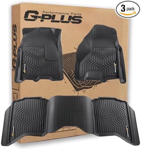 G-PLUS Floor Mats Fit for Dodge Ram 1500 2009-2024(19-24 Classic Body)/Fit Dodge Ram 2500 3500 2010-2018 Crew Cab w/Auto Trans, TPE Custom Fit All Weather Floor Liners 1st and 2nd Row,Black