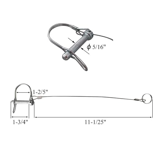 10Pcs Trailer Coupler Pin 5/16x 1-3/4（WxL） Prevents Loss Trailer Hitch Locking Pin with Plastic Coating Tether Steel Quick Release Ring for Shaft Trailer Tongue