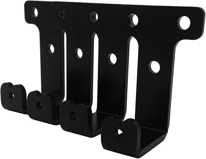 4 PCS black heavy duty metal flat j hooks for hanging 180 lbs,wall mount hooks,plant hanger large steel utility masonry industrial hook for Hanging Garage Storage Home Office Gym Sports Equipment(M)