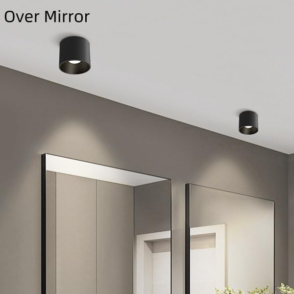 Modern Ceiling Light Fixture, Dimmable Flush Mount 4.72'' Black Cylinder Ceiling Light for Living Room, Hallway, Foyer, Dining Room - 3000K, 15W, CRI 90, 2 Pack