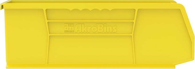 Akro-Mils 30234 AkroBins Plastic Storage Bins, Space-Saving Stackable Bins for Garage, Pantry, Craft Organization, 15-" x 5-" x 5-", Yellow, 12-Pack