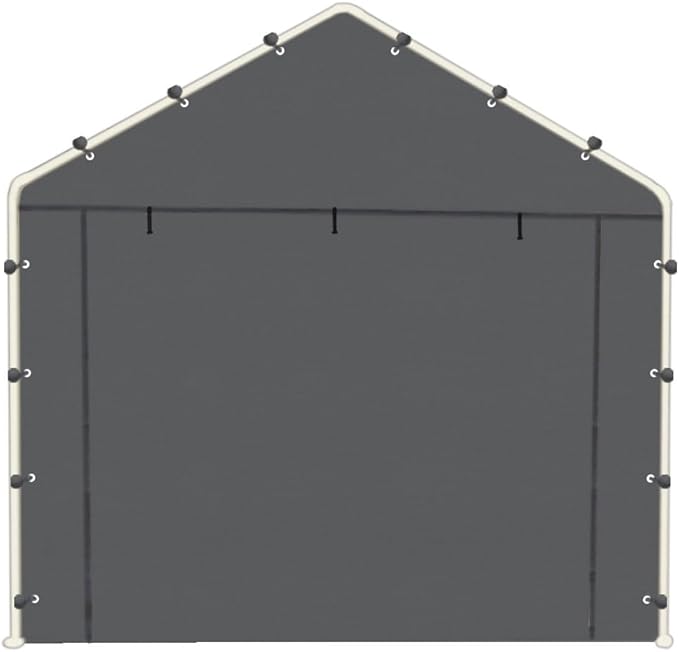 10x20 FT Front/Back Panel Canopy Entrance Panel with Zippers and Elastic Ball Bungees, 180G PE Waterproof & UV Protected Replacement Sidewall Cover, Gray