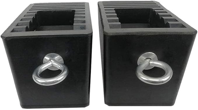 ROBLOCK Heavy-Duty Rubber Wheel Chocks with Eyebolt for Cars, RVs, Trucks, Trailers, and Vehicles, 2 Pack Anti-Slip Design Chocks Black Wheel Wedge, (6.5" x 3.75" x 4"), 2 Pcs