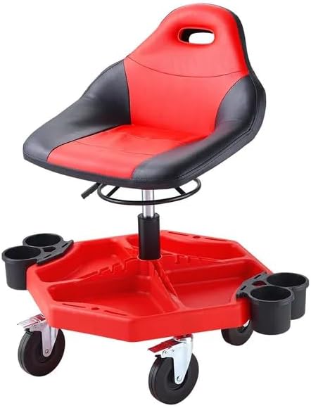 Rolling Garage Stool 300LBS Adjustable Mechanic Work Shop Seat w/Casters