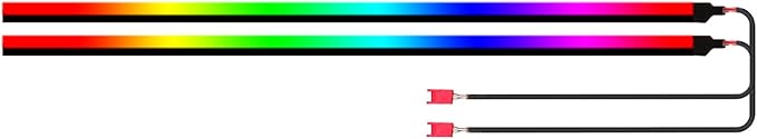 Dreamcolor Acrylic Interior Car Lights, 2 Piece 43.3inch/110cm 128 Colorful Car LED Strip Light RGB Fiber Optic Rainbow Ambient Lighting bar, Universal Decoration Dynamic Atmosphere Neon Lights