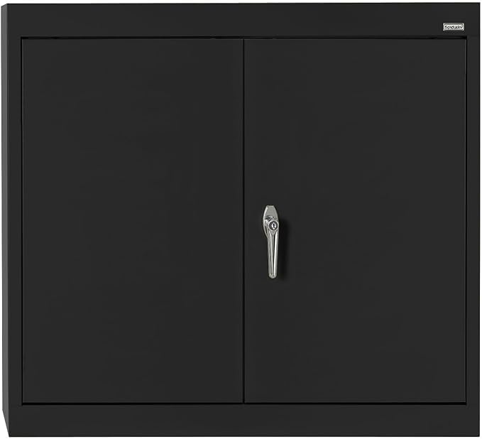 Sandusky Lee WA11301226-09 Wall-Mount Metal Storage Cabinet with Adjustable Shelf, Locking Handle, 200lb Capacity, 12" Depth x 30" Width x 26" Height, Black