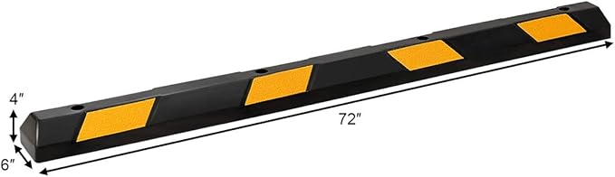 Goplus Parking Block, 72” Rubber Parking Bumpers with 8 High Reflective Yellow Safety Stripes, Heavy Duty Parking Target, Garage Wheel Stoppers Parking Curb for Car, Truck, RV and Trailer