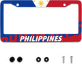 Philippine Flag License Plate Frames Round Hole Personalise License Plate Frame Car Universal Accessories Stainless Steel Cars Decor 2 Holes and Screws Fits Standard US Vehicles Size12.2 x 6 Inches
