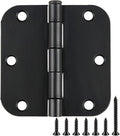 Rounded Door Hinges 3-1/2" x 3.5 inch, 5/8 Radius, Matte Black 3 ½ Inch 6 Pack