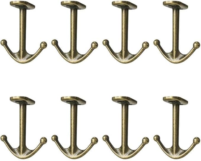 Ball Two Prong Ceiling Hook for Closet Top Bathroom Kitchen Cabinet Garage Pack of 8 (Bronze)