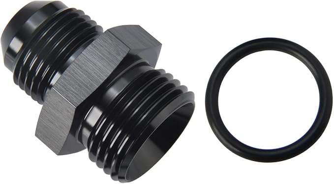 8AN Male Flare to 10AN ORB O-ring Boss Fuel Pump Rail Adapter Fitting Aluminum Black