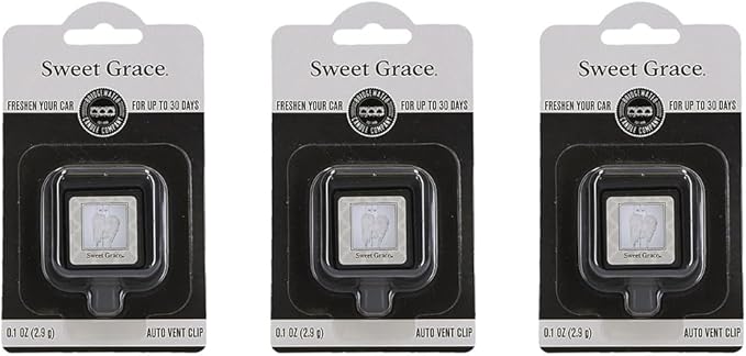 Bridgewater Candle Auto Vent Clip 3 Pack Long Lasting Car Air Freshener-Sweet Grace