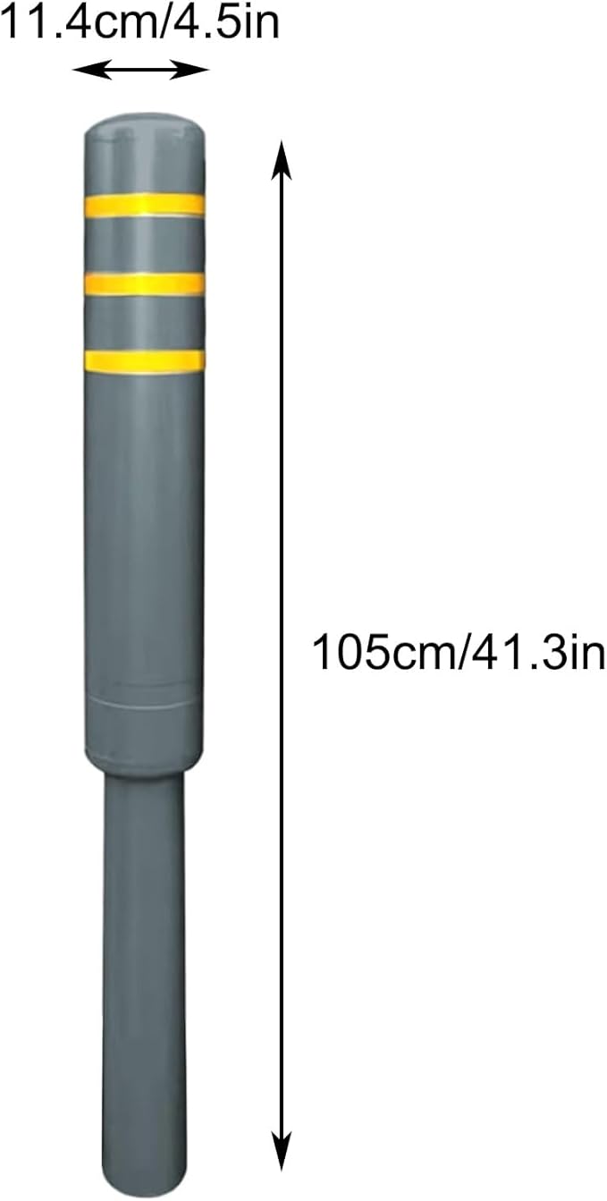 Metal Safety Bollard, Car Parking Protection Posts, Personal Garage Driveway Barrier, Crash Column Safety Warning Column, for Traffic Control(Gray (2PCS))
