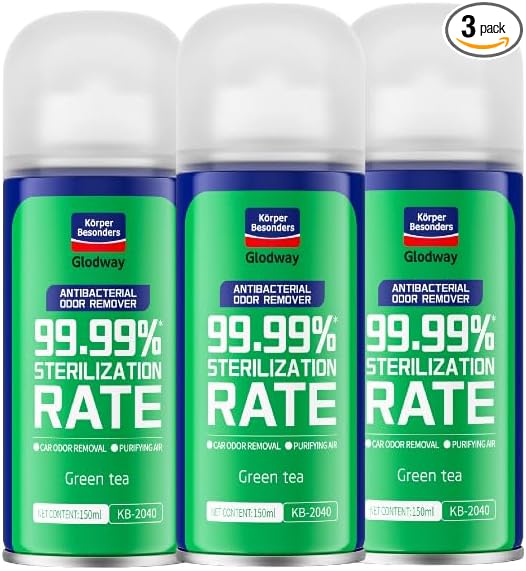 Glodway Whole Car Air Refresher Spray,Odor Eliminator Eliminates Strong Vehicle Odors,Green Tea Scent-6 Ounce Spray Bottle (Plack of 3)