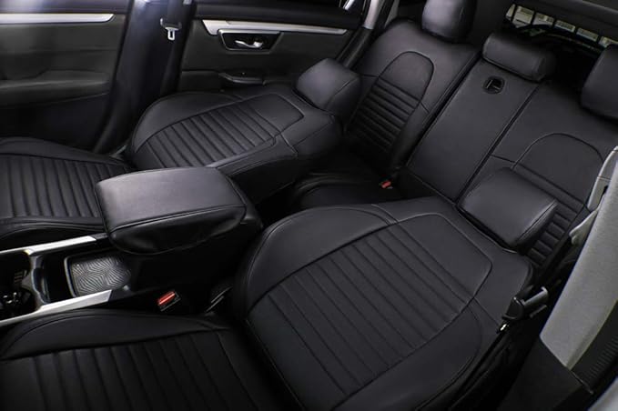 EKR Accord Car Seat Covers for Honda Accord 2023 2024 2025 LX(Rear Row W/Solid Backrest) Leather Car Seat Covers,Waterproof Car Seat Protectors,Trucks Seat Covers Full Set(Black)