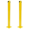 Safety Bollard Post 48'' Height Bollard Post Yellow Steel Pipe Parking Barrier with 8 Anchor Bolts for Driveway Traffic Control, Garage & Parking Lot (2, 48'' H x 4.5'' D)