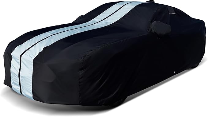 iCarCover Custom Car Cover for Chevy Sedan Delivery (1946-1960) Waterproof All-Weather Rain Snow UV Sun Protector Full Exterior Indoor Outdoor Car Cover (Stripe - Black/Gray)