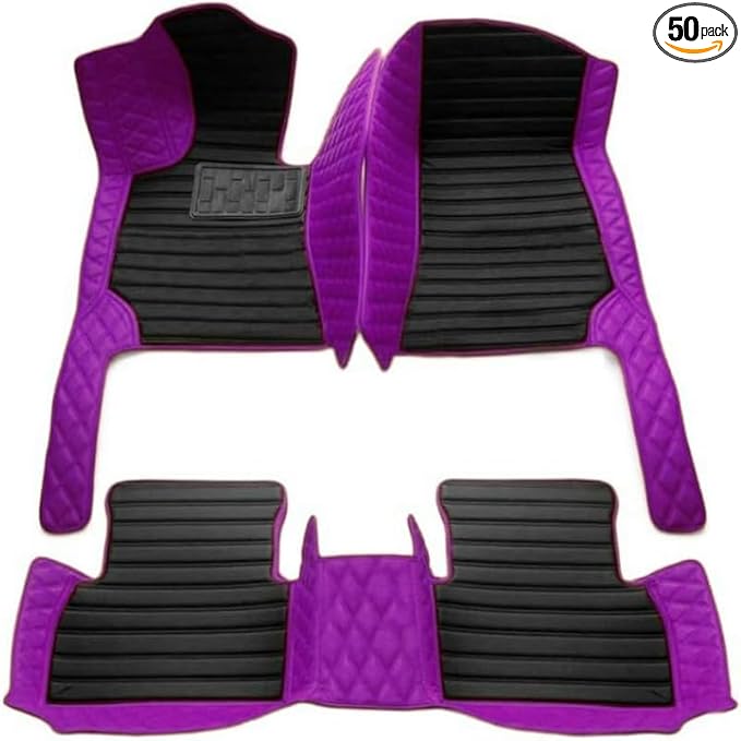 TAHALICustom Colors Car Floor Mats Black Pink for 99.9% Sedan SUV Sports， All-Weather Liners Car Floor mat，Luxury Leather Automotive Floor Mats (Purple Black,3D Floor Mats)