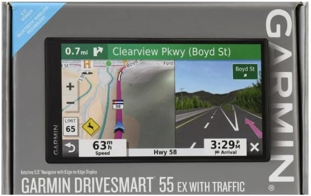 Garmin DriveSmart 55 EX with Traffic, 5.5-inch Car GPS Navigator with Bright, Crisp High-Resolution Maps, Garmin Voice Assist, Smart Notifications and Hands-Free Calling