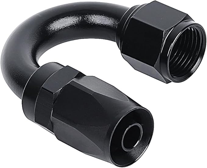 LokoCar 8AN Hose End Fitting 180 Degree Swivel For CPE Braided Hose Black 2Pcs
