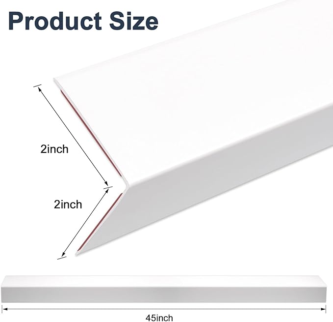 4PCS 45" White Metal Corner Protectors, Aluminum Self Adhesive Corner Guards, Metal Wall Edge Protector Strip, Furniture Corner Protectors, Wall Cabinet Baseboard Decoration 45" x 2"