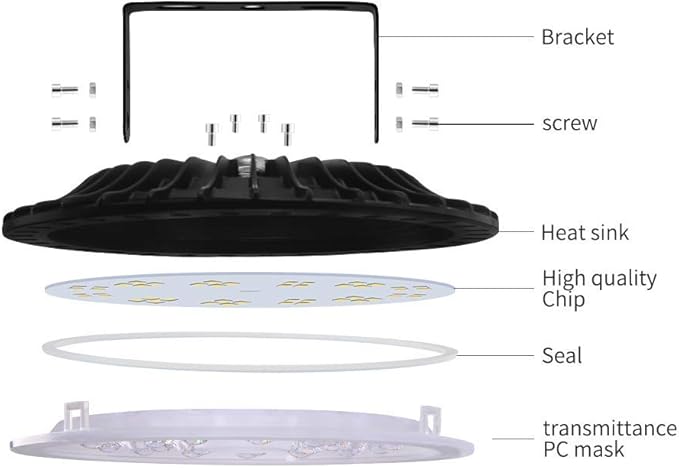 Viugreum 5 PACK 100W UFO LED High Bay Light, 10000LM 6500K Daylight White LED Warehouse Lighting, Alternative to 500W MH/HPS, IP65 Waterproof Commercial Bay Lighting for Garage Barn Workshop