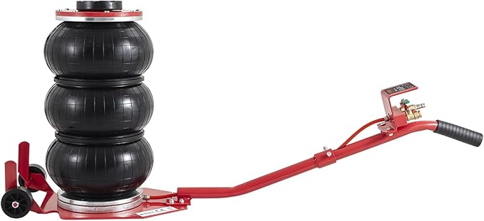 VEVOR Air Jack, 3 Ton/6600 lbs Triple Bag Air Jack, Airbag Jack with Six Steel Pipes, Lift up to 17.7 inch/450 mm, 3-5 s Fast Lifting Pneumatic Jack, with Long Handles for Cars, Garages, Repair, (Red)