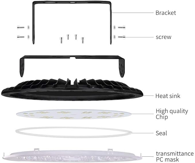 Viugreum 10 Pack 300W UFO LED High Bay Light, 30000LM 6500K Daylight White Ultra Thin LED Warehouse Lighting, IP65 Waterproof Commercial Bay Lighting for Garage Barn Workshop