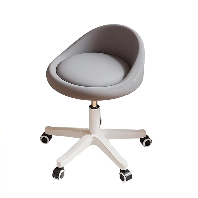 Rolling Stool Set of 2 Rolling Hydraulic Salon Stool with Low Backrest - Adjustable Swivel Chair for SPA, Shop, Salon, Massage, or Medical Office Dark Grey