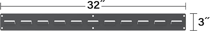 Akro-Mils 30632 Heavy Duty Wall Mount Garage Storage Steel Louvered Rail | Wall Storage Bin Hanging Organizer System for AkroBins, 32-Inch W x 3-Inch H, 2-Pack, Grey