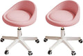Rolling Stool Set of 2 Rolling Hydraulic Salon Stool with Low Backrest - Adjustable Swivel Chair for SPA, Shop, Salon, Massage, or Medical Office Pink