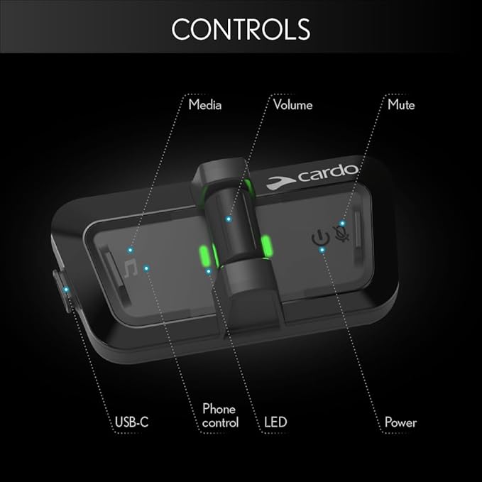 Cardo Packtalk Outdoor Helmet Communication System for Skiing, Snowboarding, Mountain Biking, Cycling and Other Outdoor Activities - Black - Dual Pack