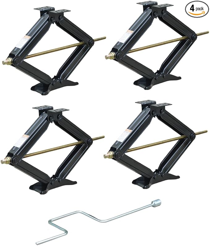 Bastion Distribution Four 24" Scissor Jack with Crank Handle | 5000lbs Capacity | Adjustable 4-24” Height | Leveling & Stabilizing | BJ-5000MSJ24