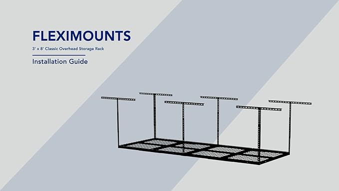 FLEXIMOUNTS 3x8 Overhead Garage Storage Rack,Adjustable Storage Organization System,Heavy Duty Metal Garage Ceiling Storage Racks,2 pack,White