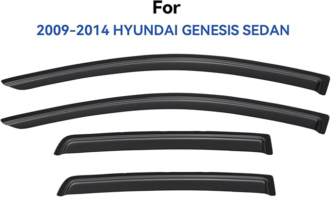 Window Visors Rain Guards for 2009-2014 Hyundai Genesis Sedan, Out-Channel Window Vent Wind Deflectors Visors Shades for 09-14 Hyundai Genesis